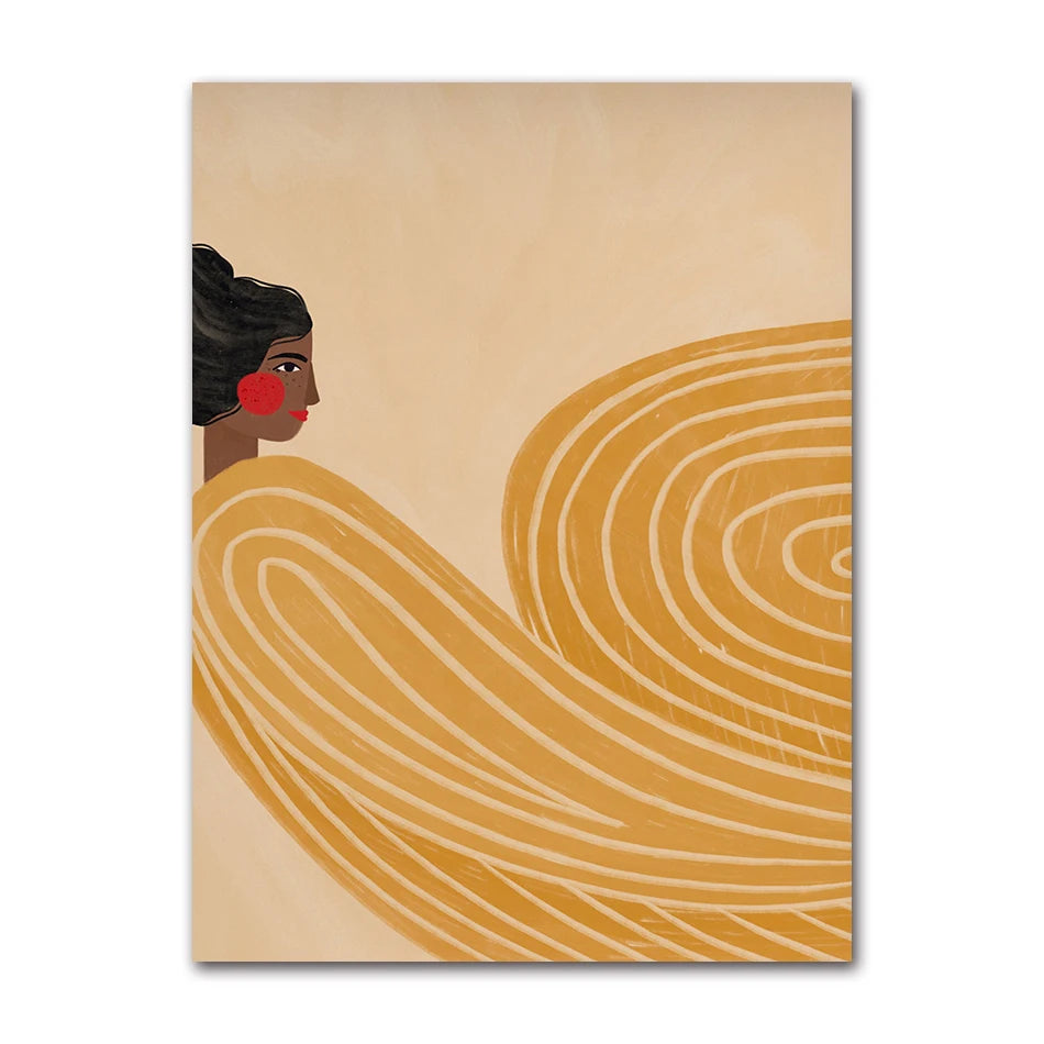 1Pc Frameless Whimsical Colourful Art Vibrant Woman Portrait Minimalist Wall Art Canvas Painting Posters for Living Room Mode Peaceful Pleasures Health and Wellness 10 30x40cm Unframed