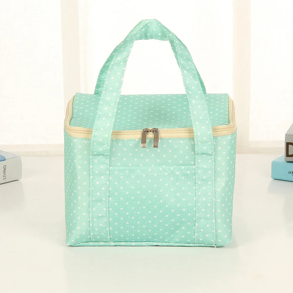 Large Insulated Lunch Bag – Polka Dot Oxford Bento Tote
