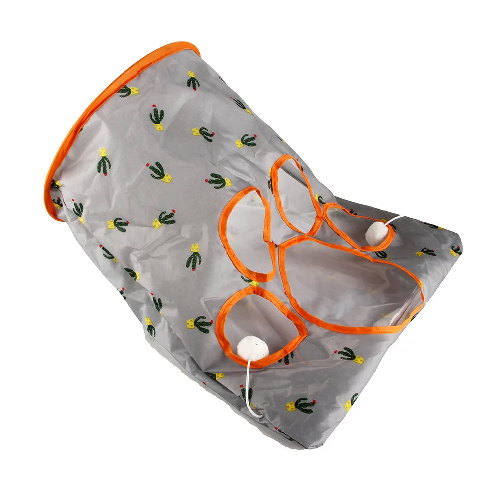 Cat Tunnel Tube Kitty Tunnel Bored Cat Pet Toys Peek Hole Toy Peaceful Pleasures Health and Wellness B37201 Cactus