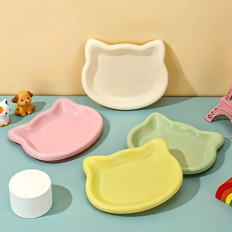 4-Color Cat Food Bowl – Whisker-Friendly Dish for Small Cats