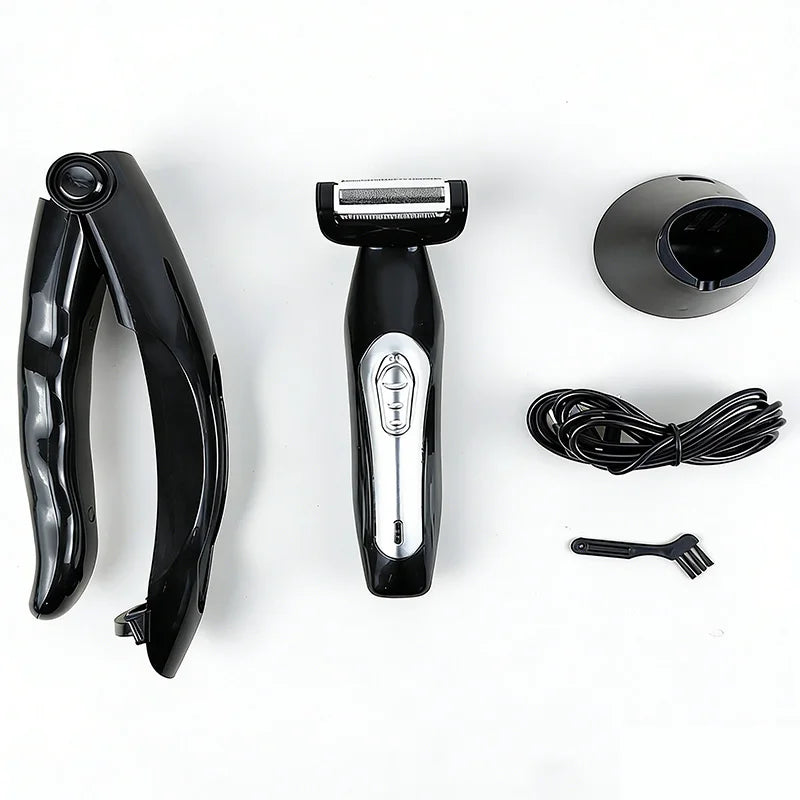 Long-handled body hair shaving knife, men's back shaving knife, grooming tool for removing and trimming body hair. Peaceful Pleasures Health and Wellness black