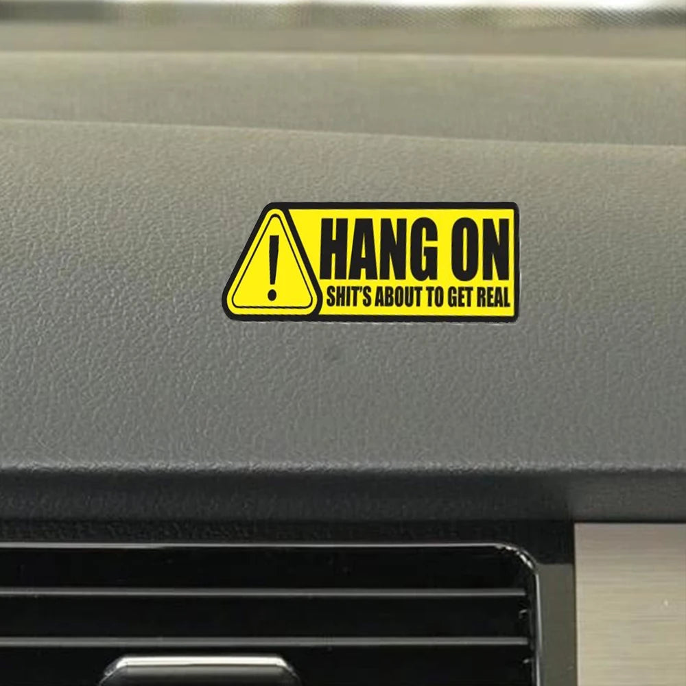 4inch wide Hang On Funny Sticker Set Vinyl Decal Dashboard Warning Sticker Car Window Decal 2PCs Peaceful Pleasures Health and Wellness