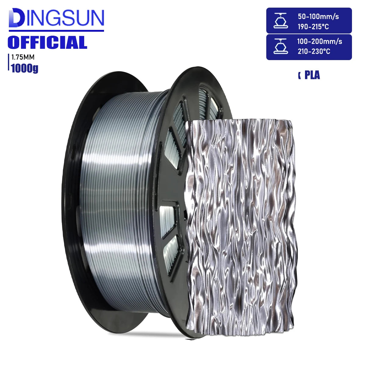 Silk PLA Filament 1.75mm | Metallic Shiny 3D Printer Filament 250g
