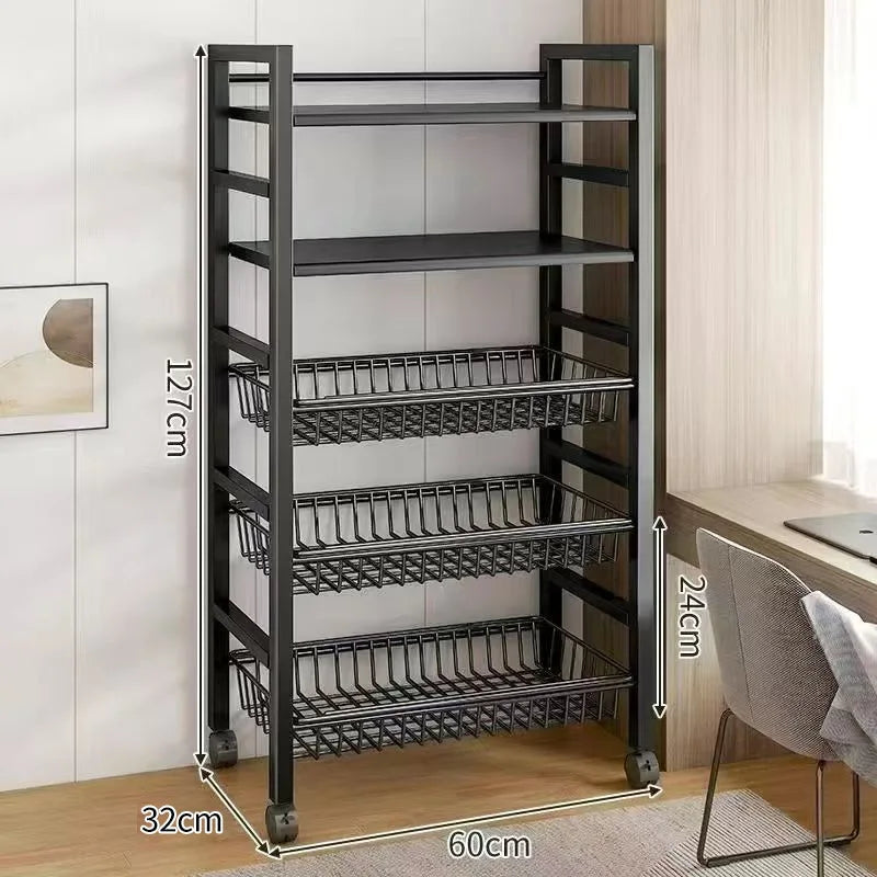 Sturdy Space Saving Heavy Duty Thickened Mesh Basket Kitchen Storage Rack For Vegetable and Fruit Organizer For Dorm Home Use Peaceful Pleasures Health and Wellness Signle 5 Layer A 60