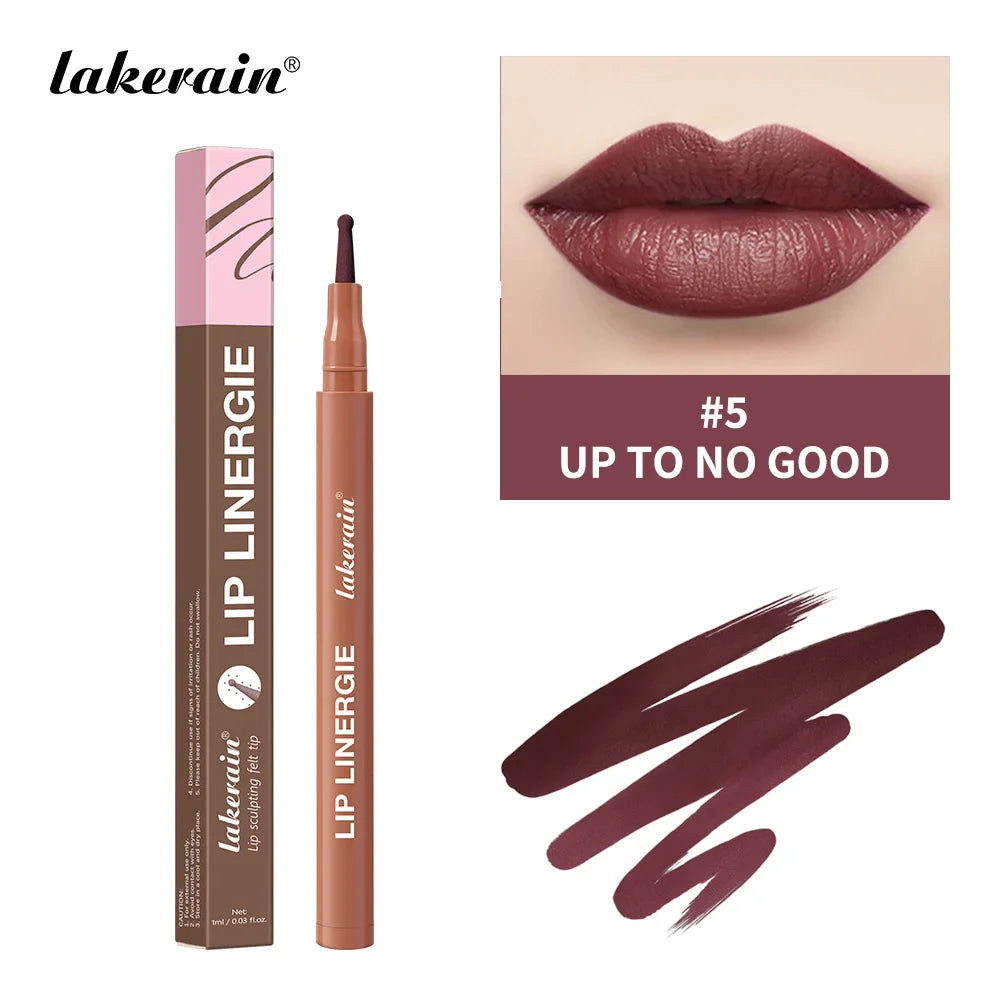 Lakerain Waterproof Lip Liner Pen – Ballpoint Felt Tip, 8 Shades