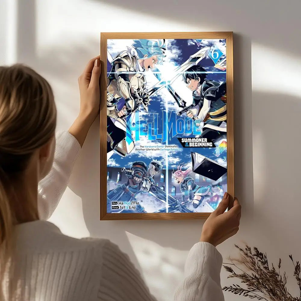 Novel H-Hell Mode Poster HD Self Adhesive Waterproof Wall Art Ideal for Home Office Dorm Bedroom Great Gift Peaceful Pleasures Health and Wellness White3 15X20cmNoframe
