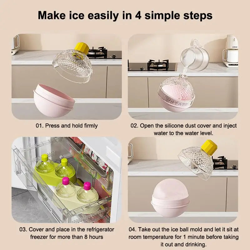 Silicone Ice Ball Maker Mold with Lid | Round Sphere Ice Cube Tray Silicone Ice Ball Mold Peaceful Pleasures Health and Wellness