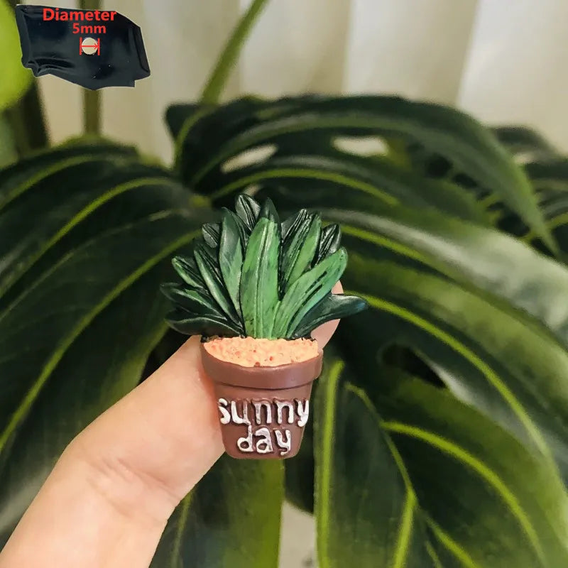 1PCS Resin Sunny Day Cute Mini Plant Succulent Potted Plant Fridge Magnetic Decoration Refrigerator Magnets Sticker Gift Peaceful Pleasures Health and Wellness 6