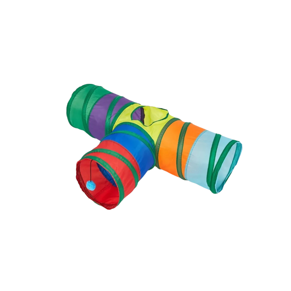 Colorful Folding Cat Tunnel with Ball – Interactive Pet Play