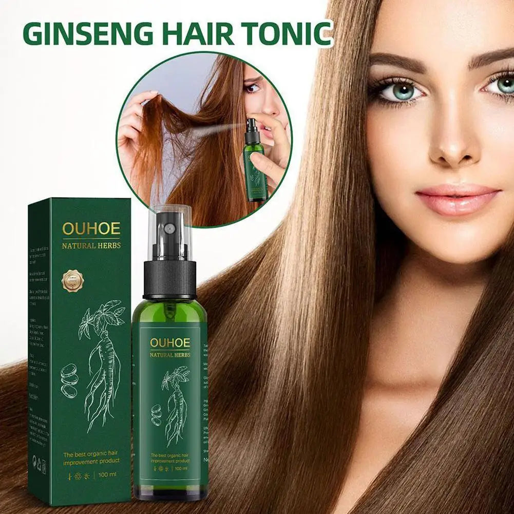 100ml Ginseng Hair Serum For Men Women Nourishes Scalp Strengthen Root Repair Damaged Hair Herbal Hair Care Spray Peaceful Pleasures Health and Wellness