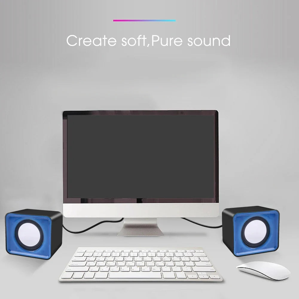 AyeBeau Mini USB Desktop Speaker – 2.0 Stereo PC & Laptop
