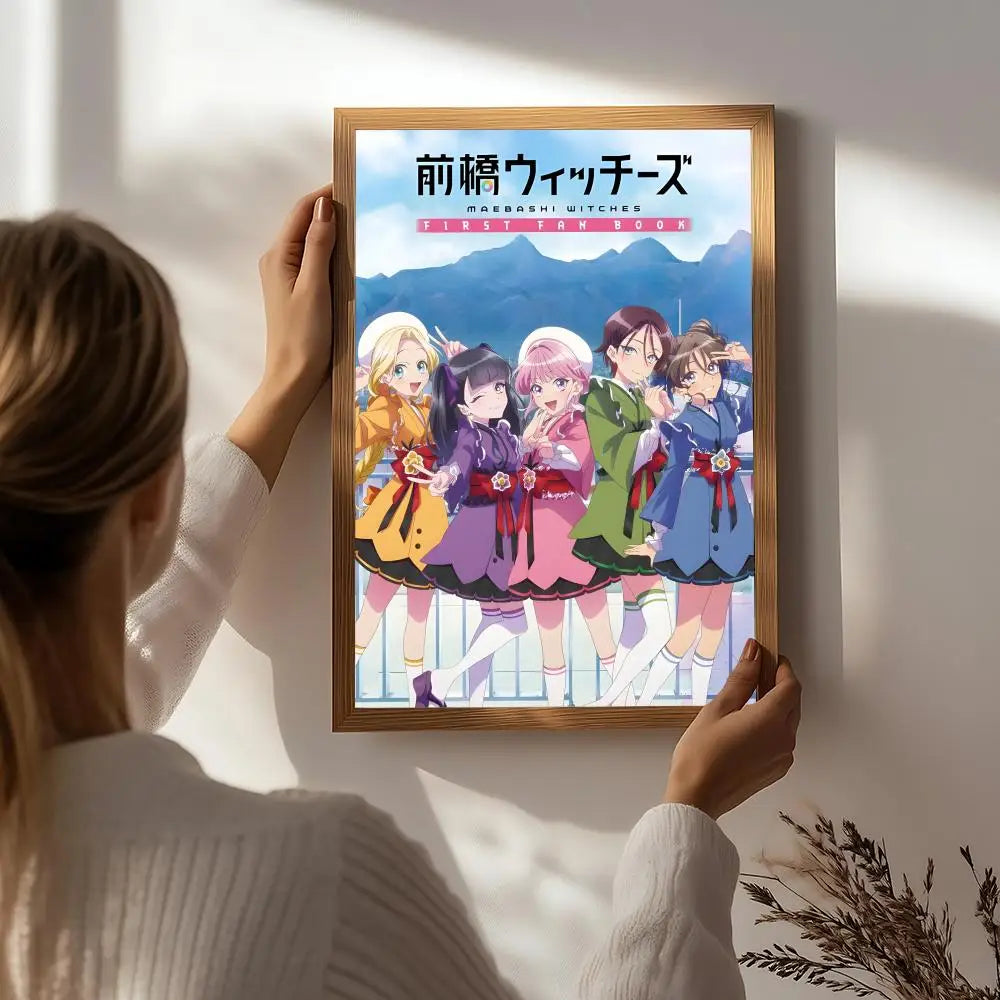 Anime Maebashi Witches HD Poster – Self-Adhesive Wall Art Anime Wall Poster Peaceful Pleasures Health and Wellness White9 40X50cmNoframe