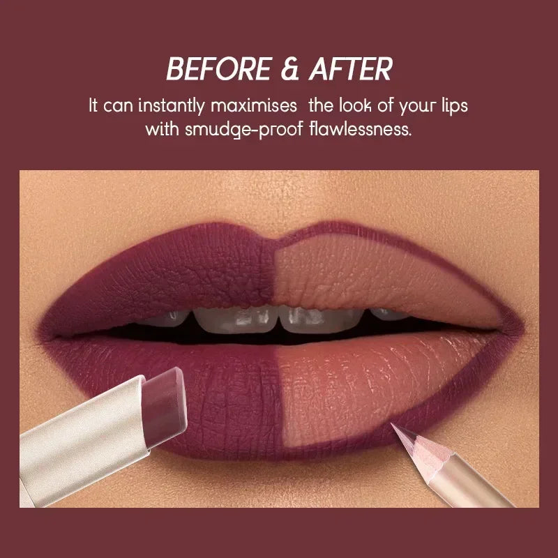 Professional 2 In 1 Lip Liner Lipstick Set Matte Finish High Pigment Long Lasting Waterproof Sweatproof Cosmetic Beauty Makeup Peaceful Pleasures Health and Wellness