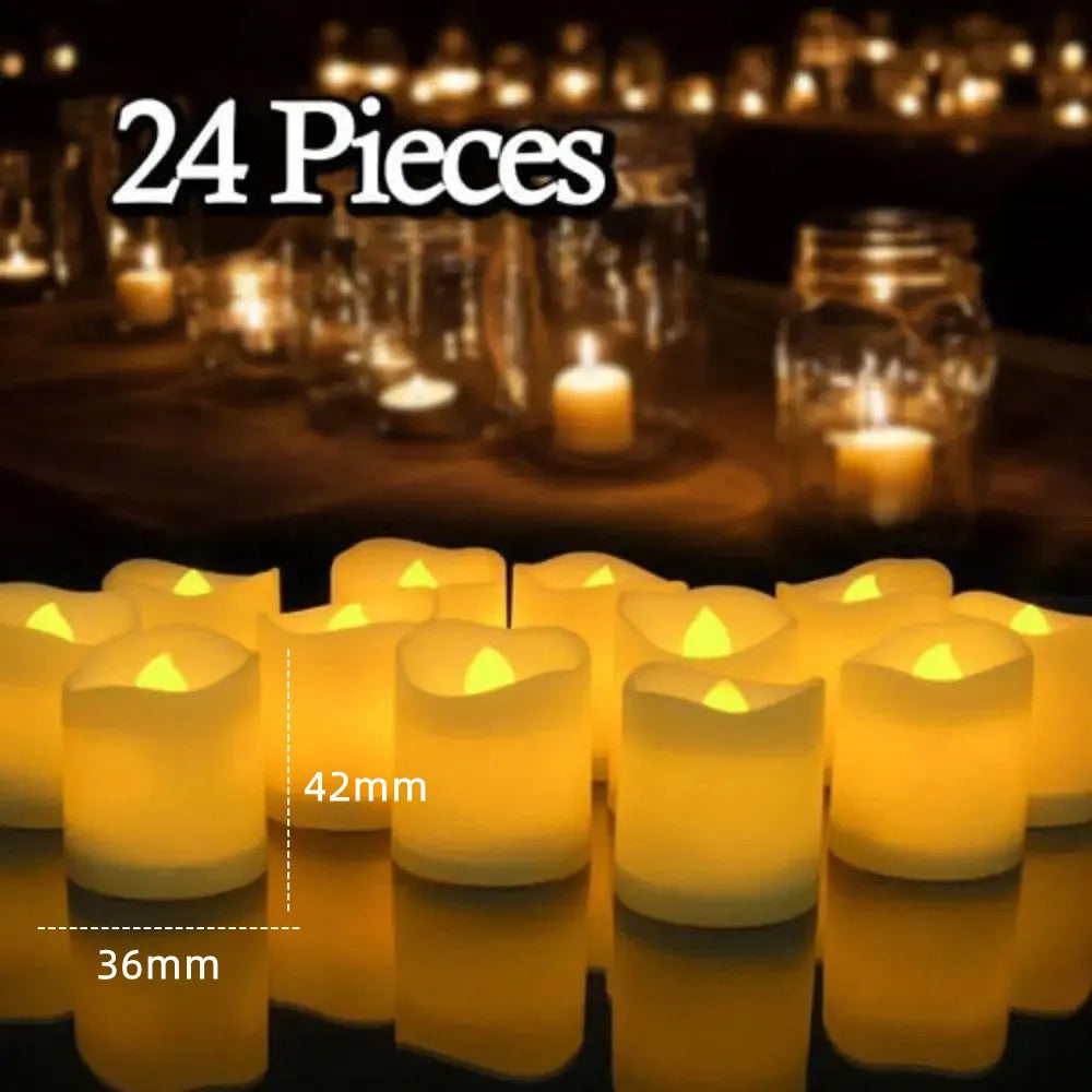 Flameless Tea Light Candles Battery Operated Votive LED Tealights with Paper Lampshade for Festival Party Wedding Holiday Peaceful Pleasures Health and Wellness 24PC E