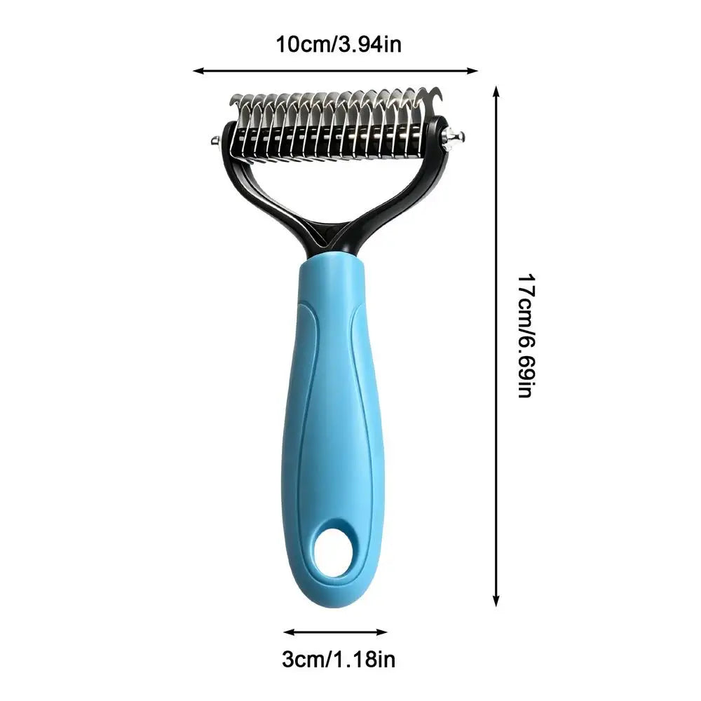 Double-Sided Pet Deshedding Brush & Dematting Comb | Dogs & Cats Pet Deshedding Brush Peaceful Pleasures Health and Wellness Blue