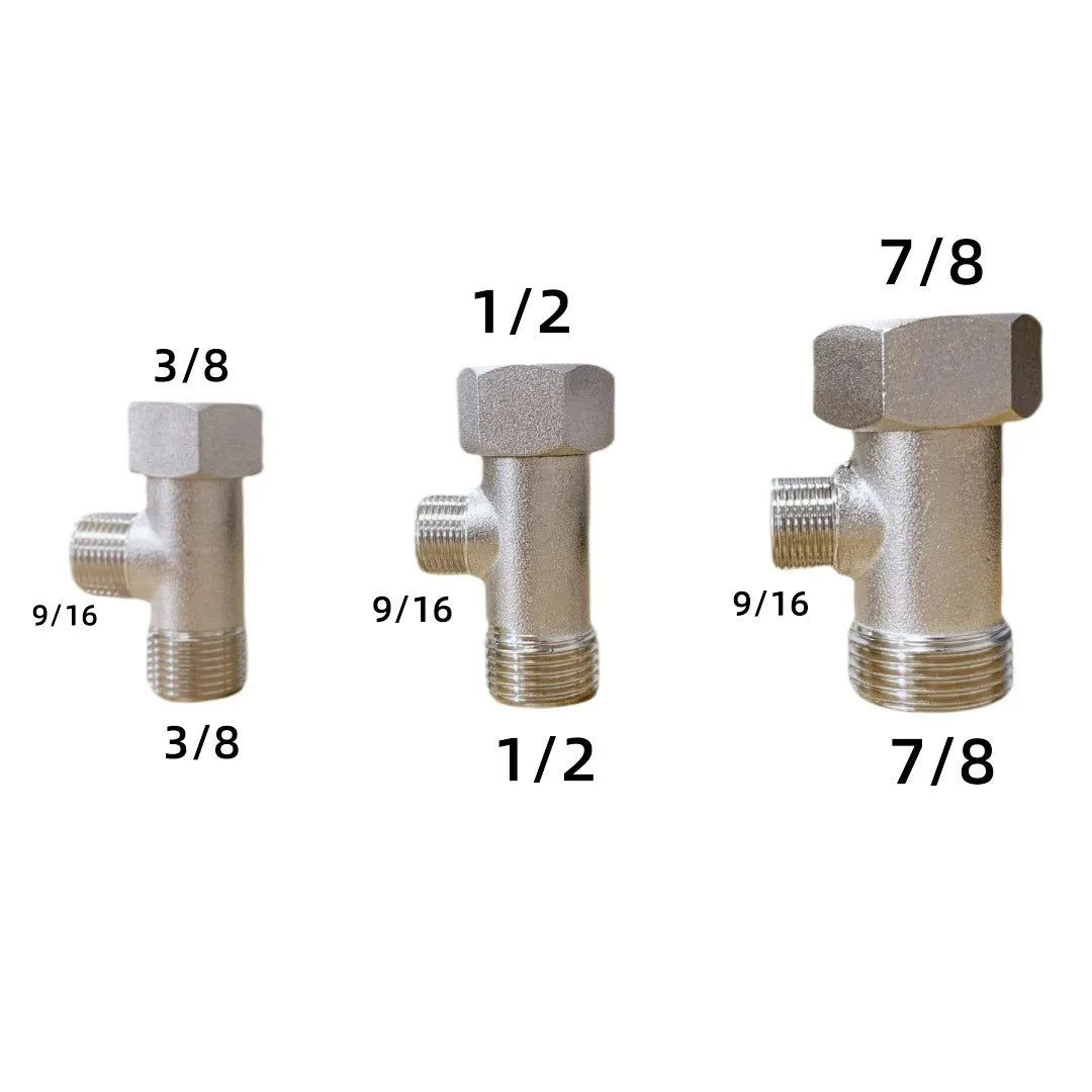 Copper 3-Way T Valve Adapter | Bidet & Shower Diverter