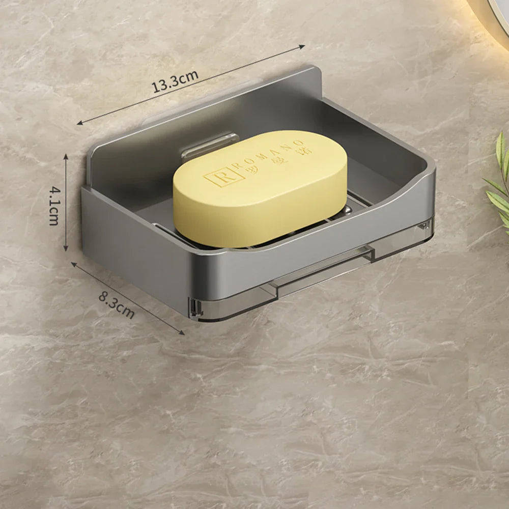 Wall Soap Dish Holder – No-Drill, Drain Tray | Bathroom Organizer