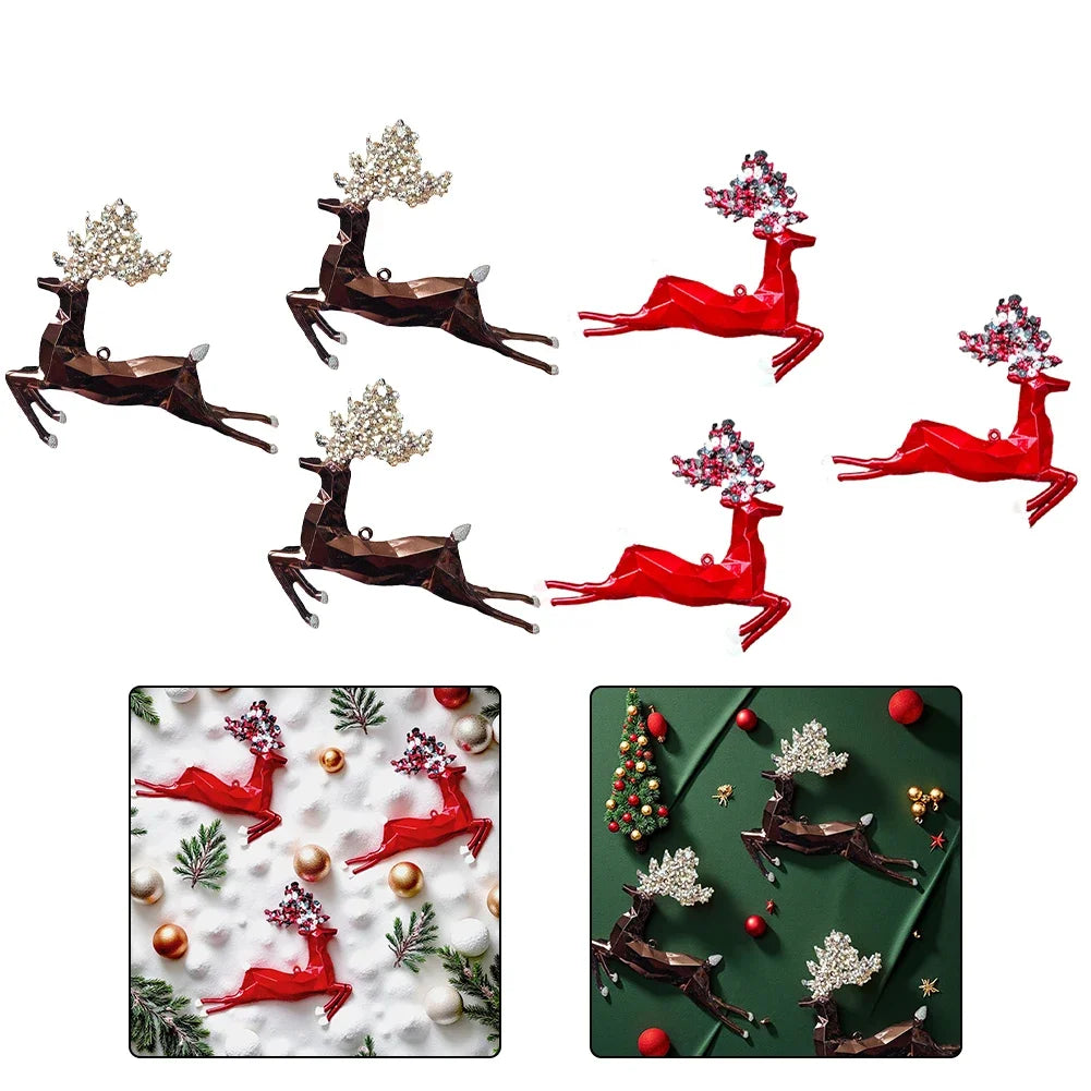 Christmas Elk Pendant Ornaments Set of 3 | Festive Tree Decor