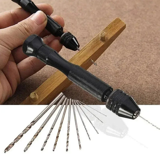 Mini Tool Set with Black Hand Twist Drill 10Pcs Fried Dough Twists Drill for Woodworking Drilling Rotary Wood Holes Tools Peaceful Pleasures Health and Wellness