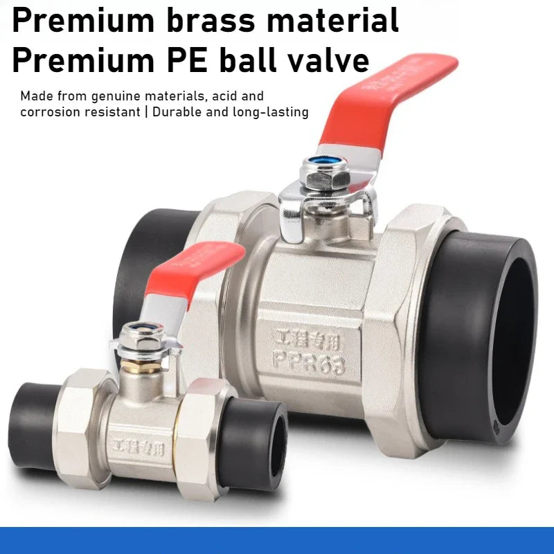 Brass High-Pressure PE Double Head Ball Valve 4-Point Switch
