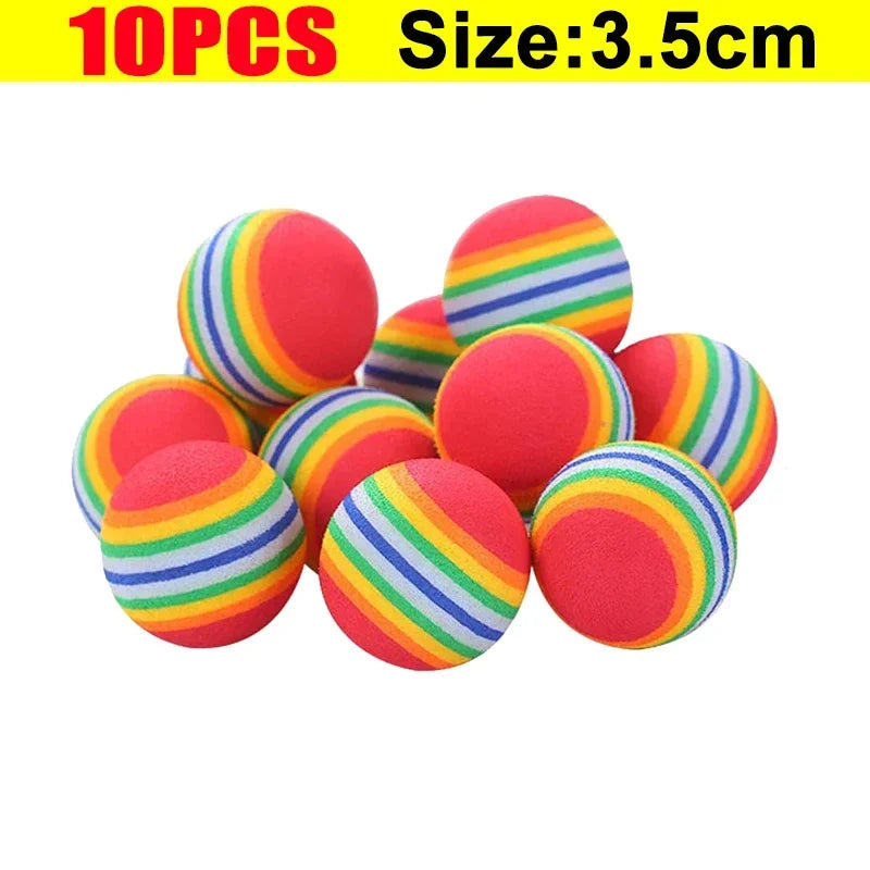 Rainbow EVA Soft Pet Toy Balls for Cats & Dogs | 10–50 Pack