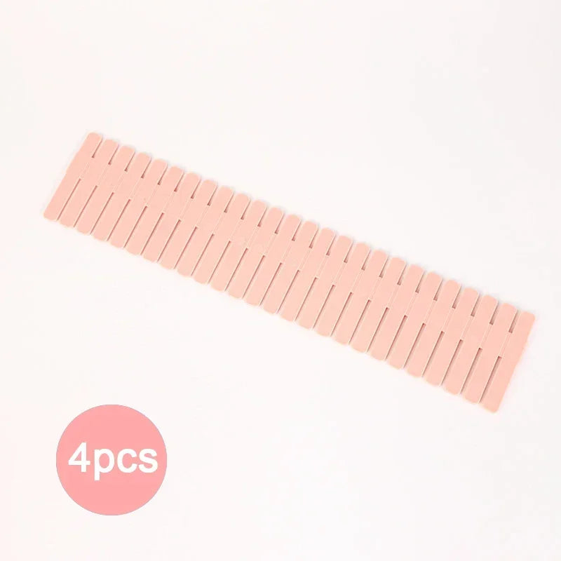4/8 Pieces Adjustable Drawer Divider Partition Durable Storage Cosmetic Socks Underwear Drawer Clothes Organizer Cabinets Peaceful Pleasures Health and Wellness Pink 4 pieces