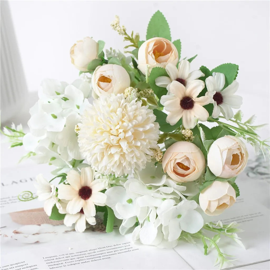Artificial Silk Hydrangea Peony Bouquet – Wedding & Home Decor