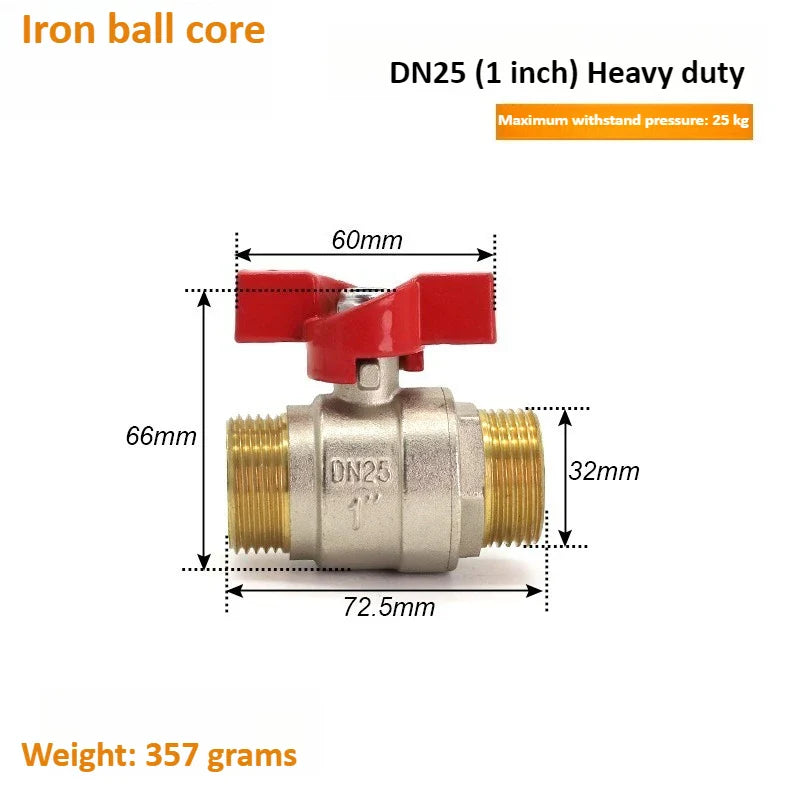 Brass Globe Valve Butterfly Handle 1/4"–3/4" Male Thread