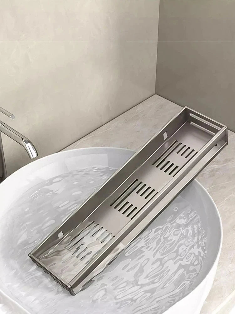 Aluminum No-Drill Shower Corner Shelf with Towel Bar