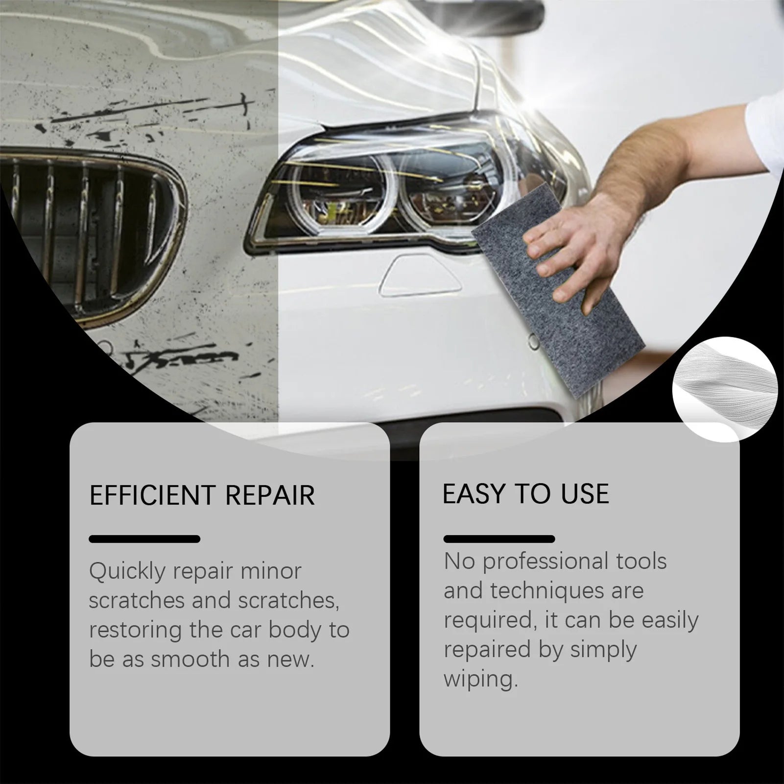 1Pcs/lot Gary Car Scratches Remover Cloth Easy to Use Lightweight Scratch Cleaning Maintenance Suitable for All Kinds of Cars Peaceful Pleasures Health and Wellness