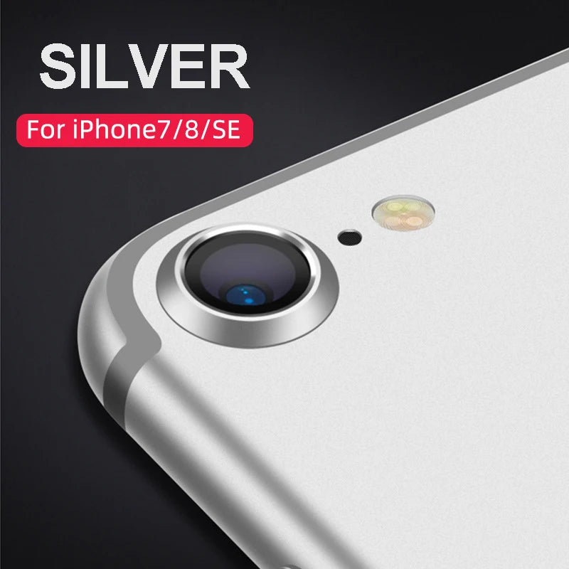 Lens Protection Circle For iPhone7 8 SE2 Bulletproof Screen Protector Camera Metal Phone Protective Cover Glass Film Accessories Peaceful Pleasures Health and Wellness Silver for iPhone SE2