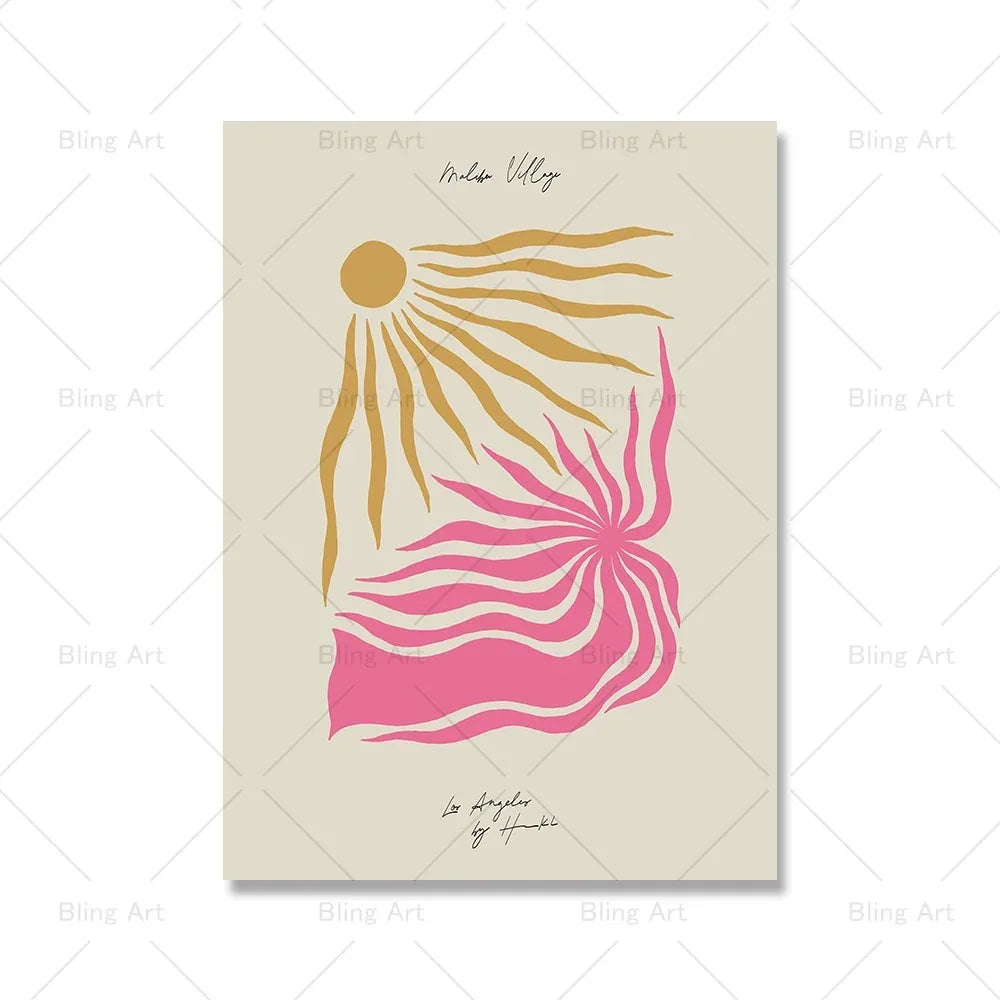 Painting Pink Flower Print Vintage Exhibition Poster Wall Art Pictures Room Home Decor Southern California Floral Canvas Peaceful Pleasures Health and Wellness T80324-02 55x75cm