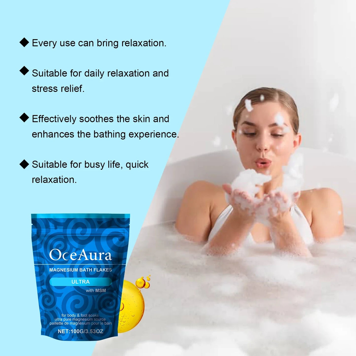 OceAura Magnesium Bath Salt Exfoliator – Hydrating Body Scrub