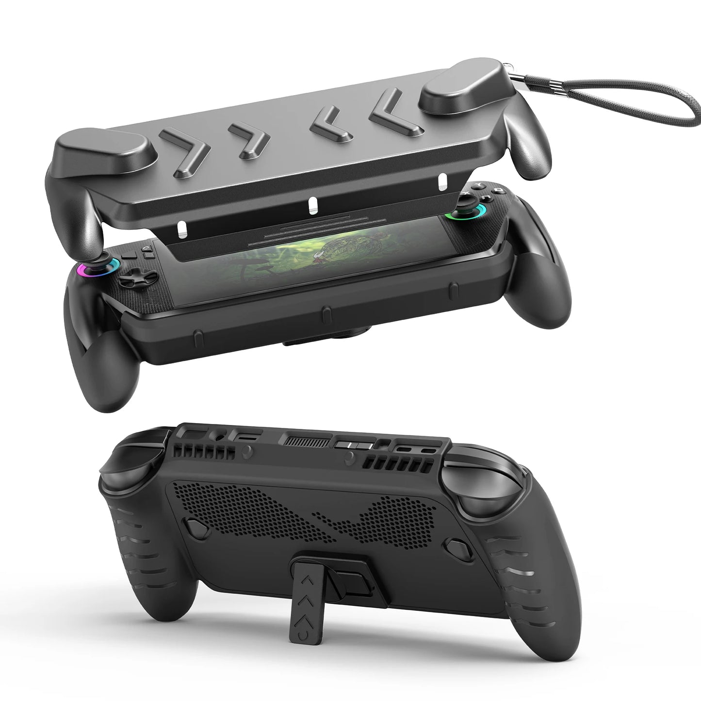 TPU+ABS Case Ergonomic Handle Grip Cover Anti-Drop Handheld Game Console Case Anti-Slip Host Shell For Rog Xbox Ally X Case Peaceful Pleasures Health and Wellness