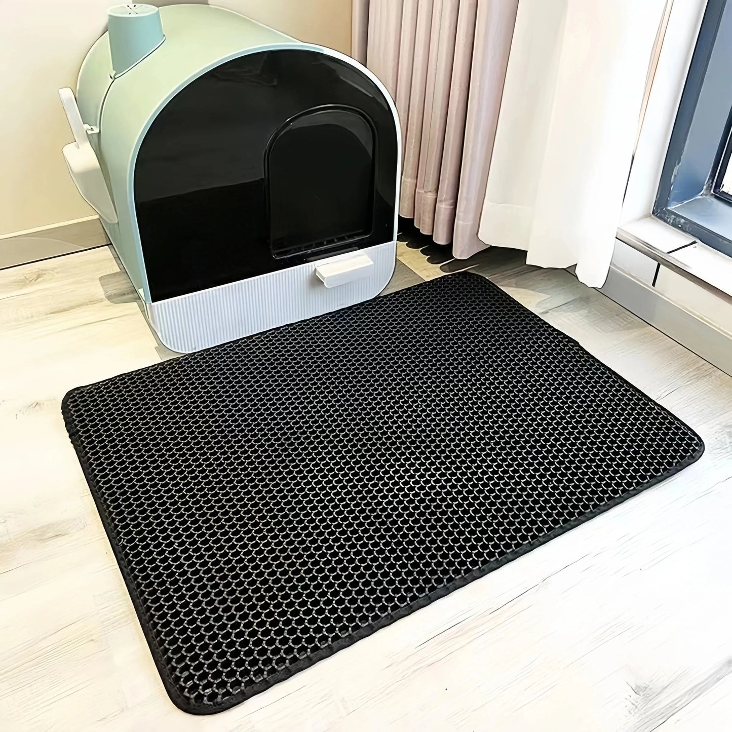 Large size Cat Litter Mat Eva Double Layer Waterproof Cat Litter Mat Pet Litter Box Mat Pet Toilet Cat Mat Cat Toilet Mat Peaceful Pleasures Health and Wellness black