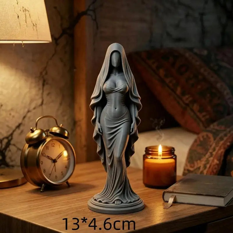 3D Printed Praying Angel Statue | White Gold Guardian Figurine