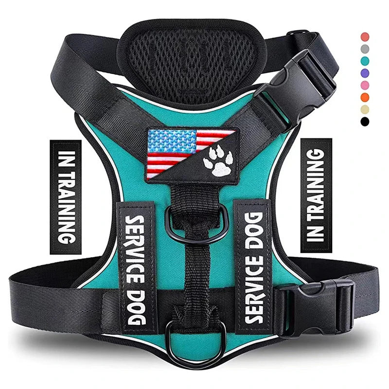 Reflective Service Dog Vest Harness with 5 Patches | Adjustable