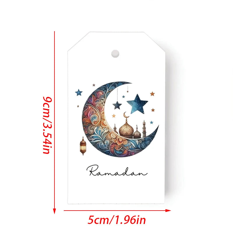 Ramadan Eid Hangtags Moon Mosque Diamond Gift Tags – 10 Pcs Celebration Gift Tags Peaceful Pleasures Health and Wellness C 10pcs 9x5cm