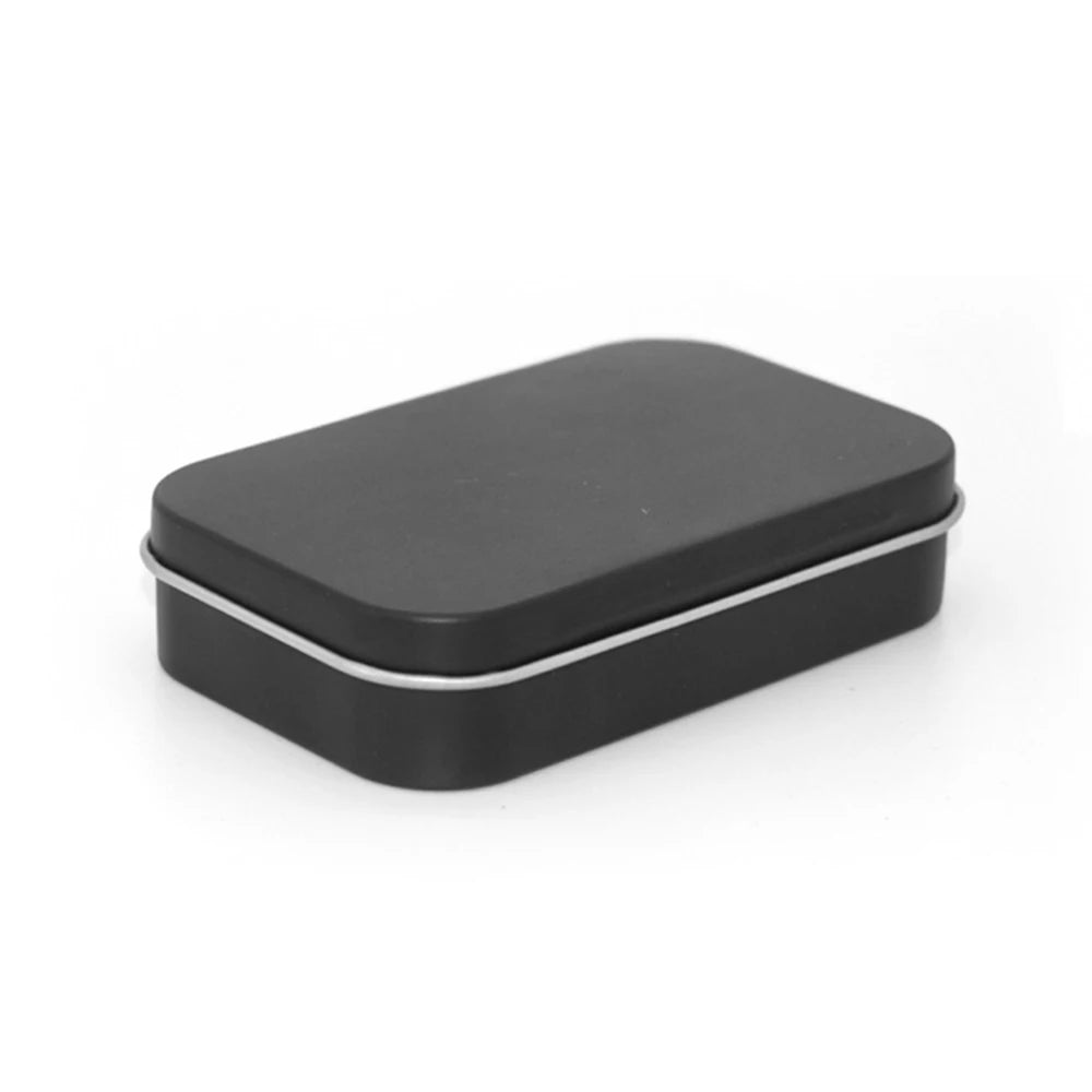 Metal Rectangular Empty Mini Tin Box Tinplate Push Candy Pill Cases Bins Jar Hinged Containers Small Organizer Storage Box Peaceful Pleasures Health and Wellness black M