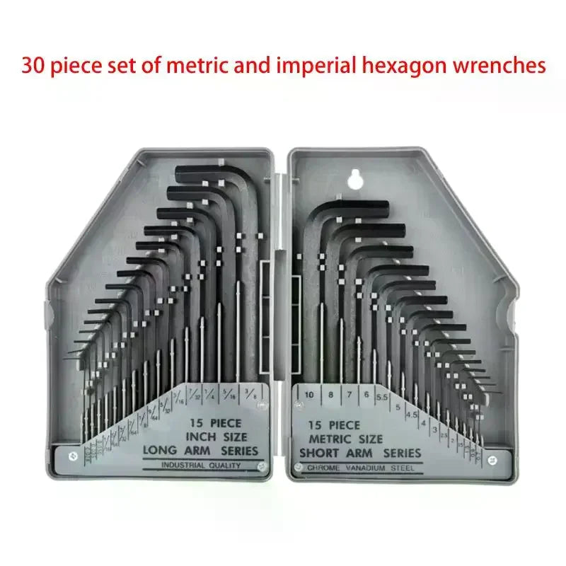 30-Piece S2 Steel SAE & Metric Hex Key Allen Wrench Set Hex Key Wrench Set Peaceful Pleasures Health and Wellness