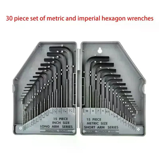 30-Piece S2 Steel SAE & Metric Hex Key Allen Wrench Set Hex Key Wrench Set Peaceful Pleasures Health and Wellness