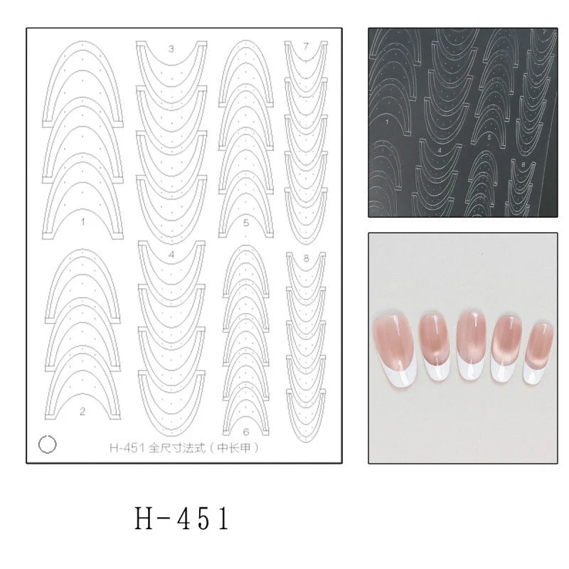 Fully Transparent Hollow French Nail Stickers Spray Painting Stencil French Edges Templates Patting Glue Adhesive Auxiliary Tool Peaceful Pleasures Health and Wellness H51