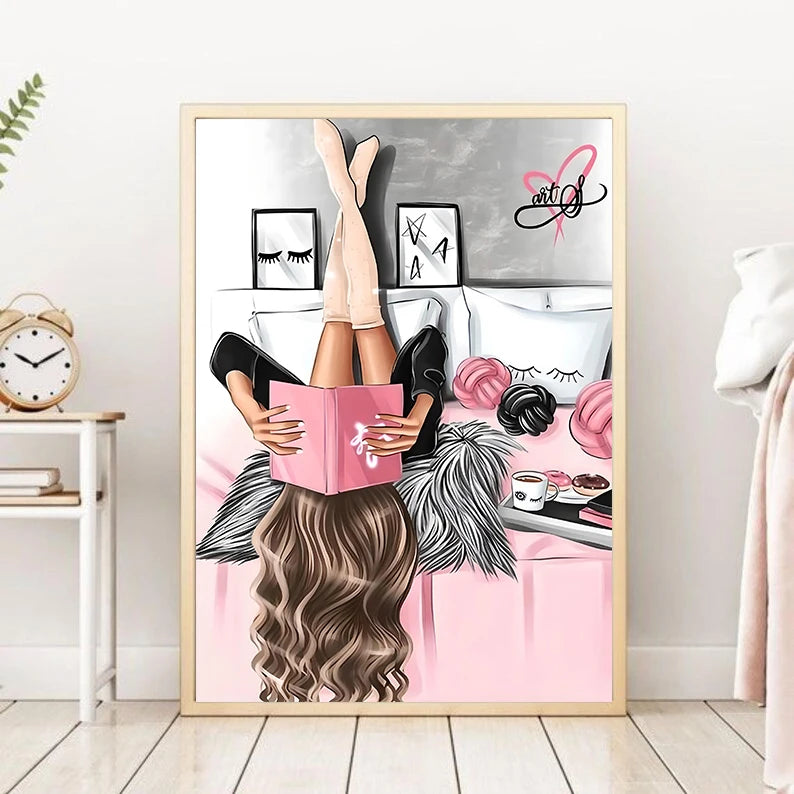 Girly Pink Makeup Canvas Wall Art | Bedroom Décor Poster
