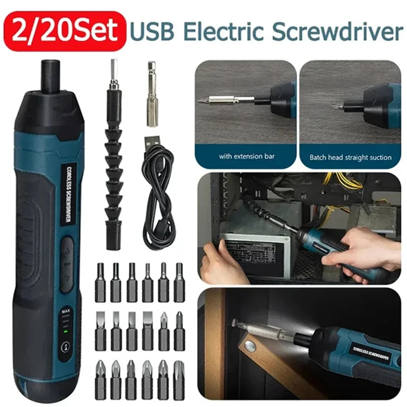 Mini Cordless Electric Screwdriver 1300mAh Rechargeable,Adjustable Torque Power Drill Multi-function Home DIY Repair Tool Peaceful Pleasures Health and Wellness