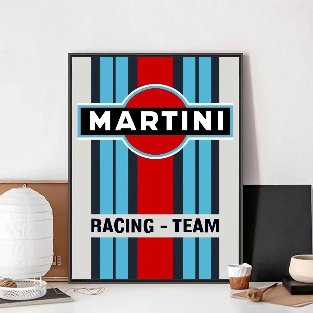 Martini Racing Retro Poster Canvas Painting Bar Retro Poster Mural Modern Home Living Room Bedroom Study Decorative Art Peaceful Pleasures Health and Wellness G 20x30cm Unframed