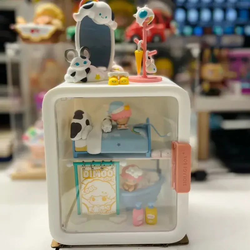 Rectangle Box Storage Box Japanese Q Version Anime Figure Model Toy Doll Collection Display Stand Organizer Case for Dimoo Home Peaceful Pleasures Health and Wellness