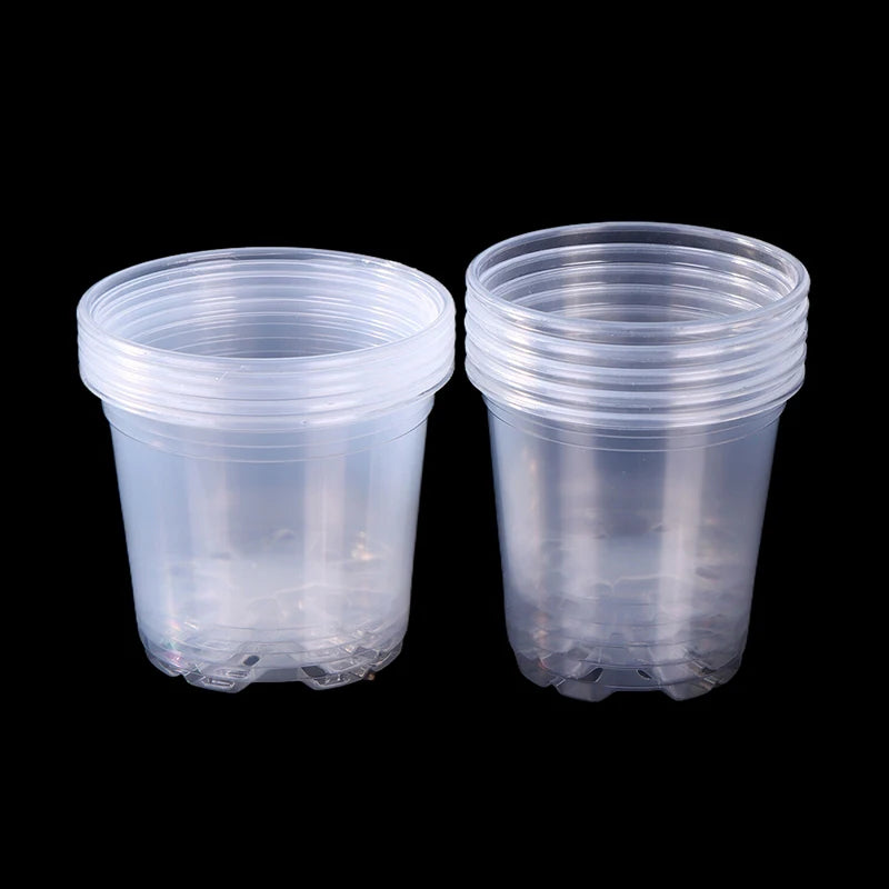 5 Pieces 6 Sizes 3/3.5/4/5/6/7 Inches Greenhouse Transparent Plastic Flowerpot Drainage Hole Pot Breathable Nursery Flower Pot Peaceful Pleasures Health and Wellness