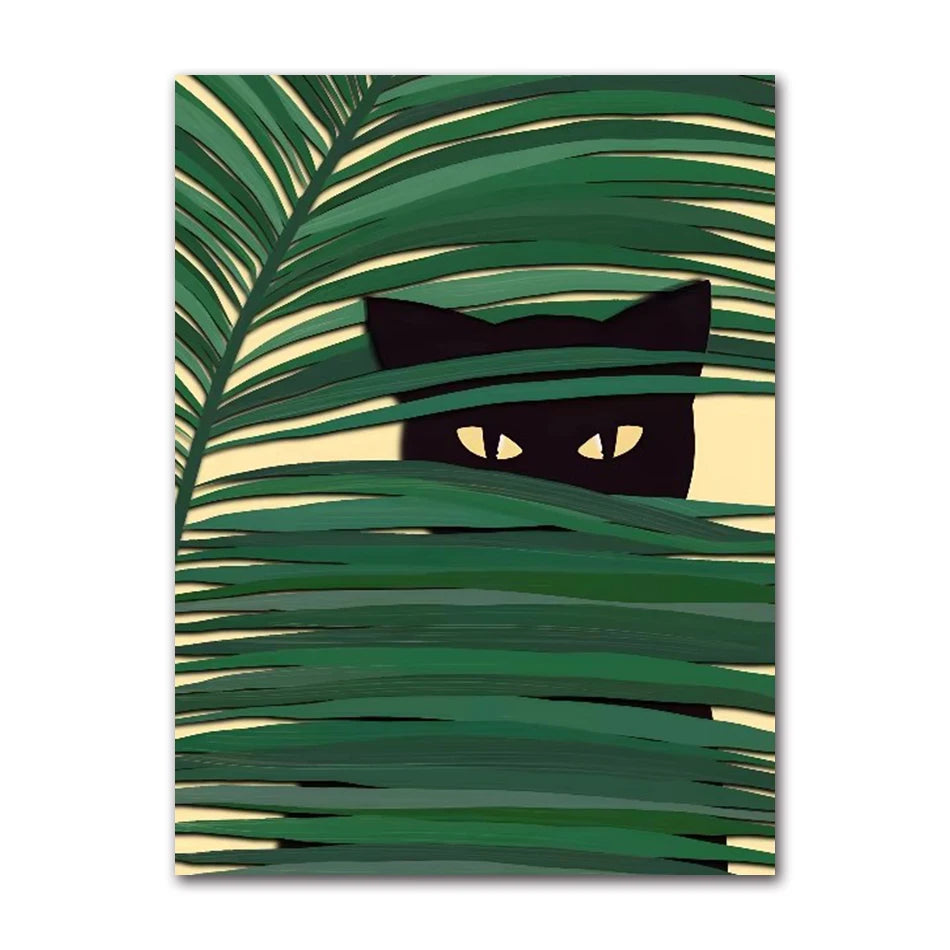 Funny Black Cat Toilet Canvas Wall Art | Bathroom Decor