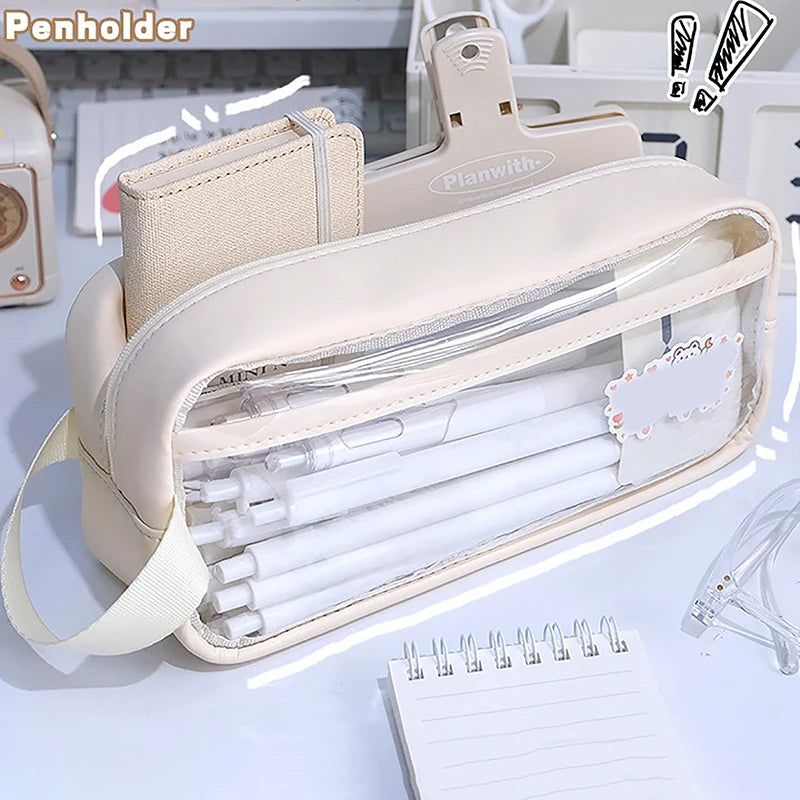 Transparent Large Capacity Pencil Case – Waterproof PVC Pouch
