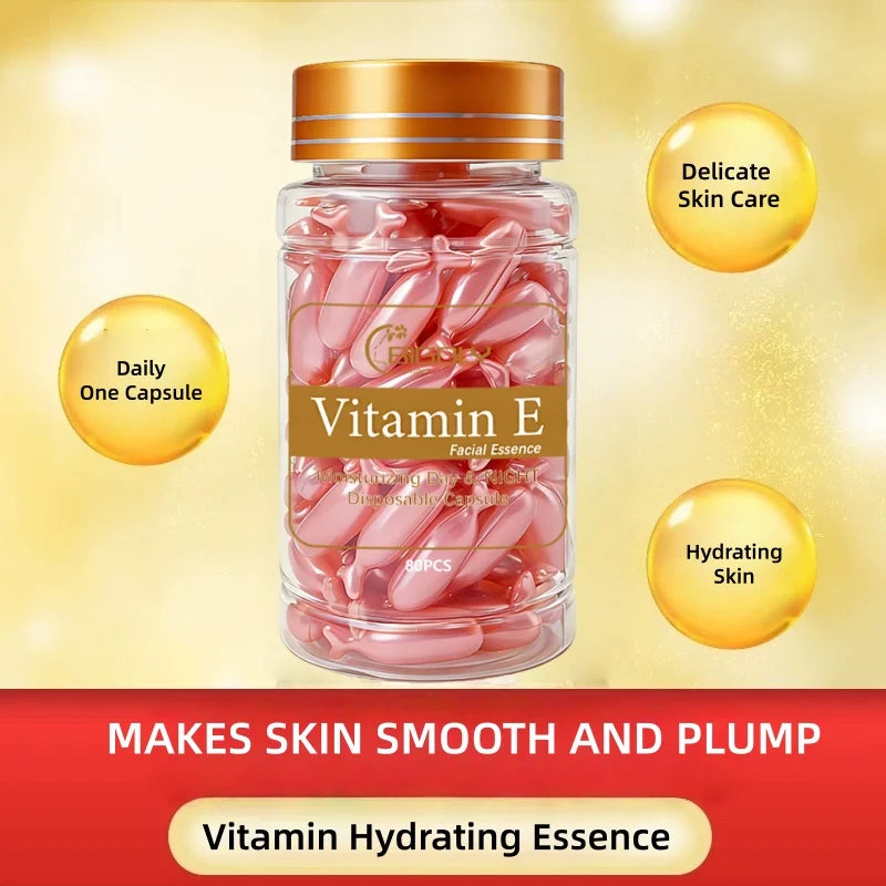 Vitamin E Facial Essence Capsules – 80pc Hydrating Face Oil